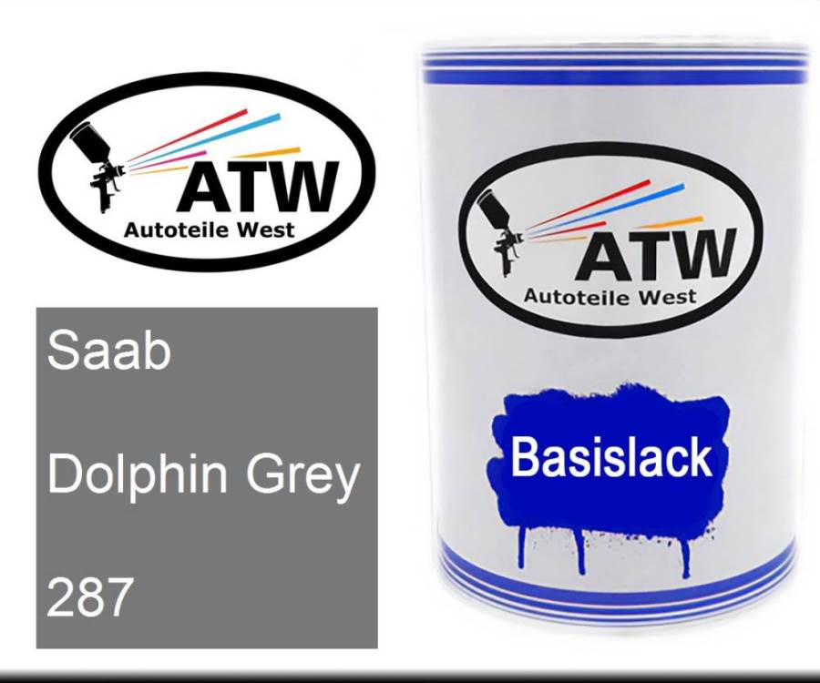 Saab, Dolphin Grey, 287: 500ml Lackdose, von ATW Autoteile West.